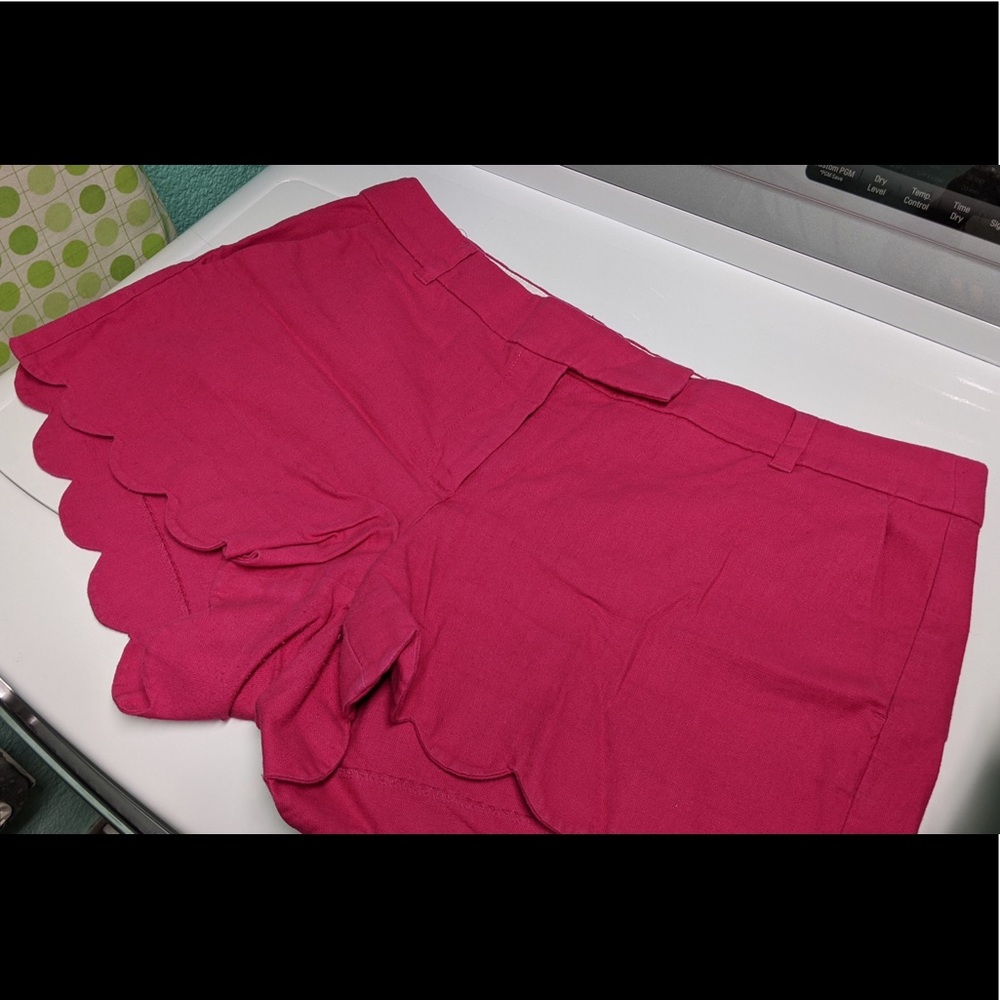 J. Crew Scalloped Hem Shorts - 14 - Brilliant Crisp Begonia Pink